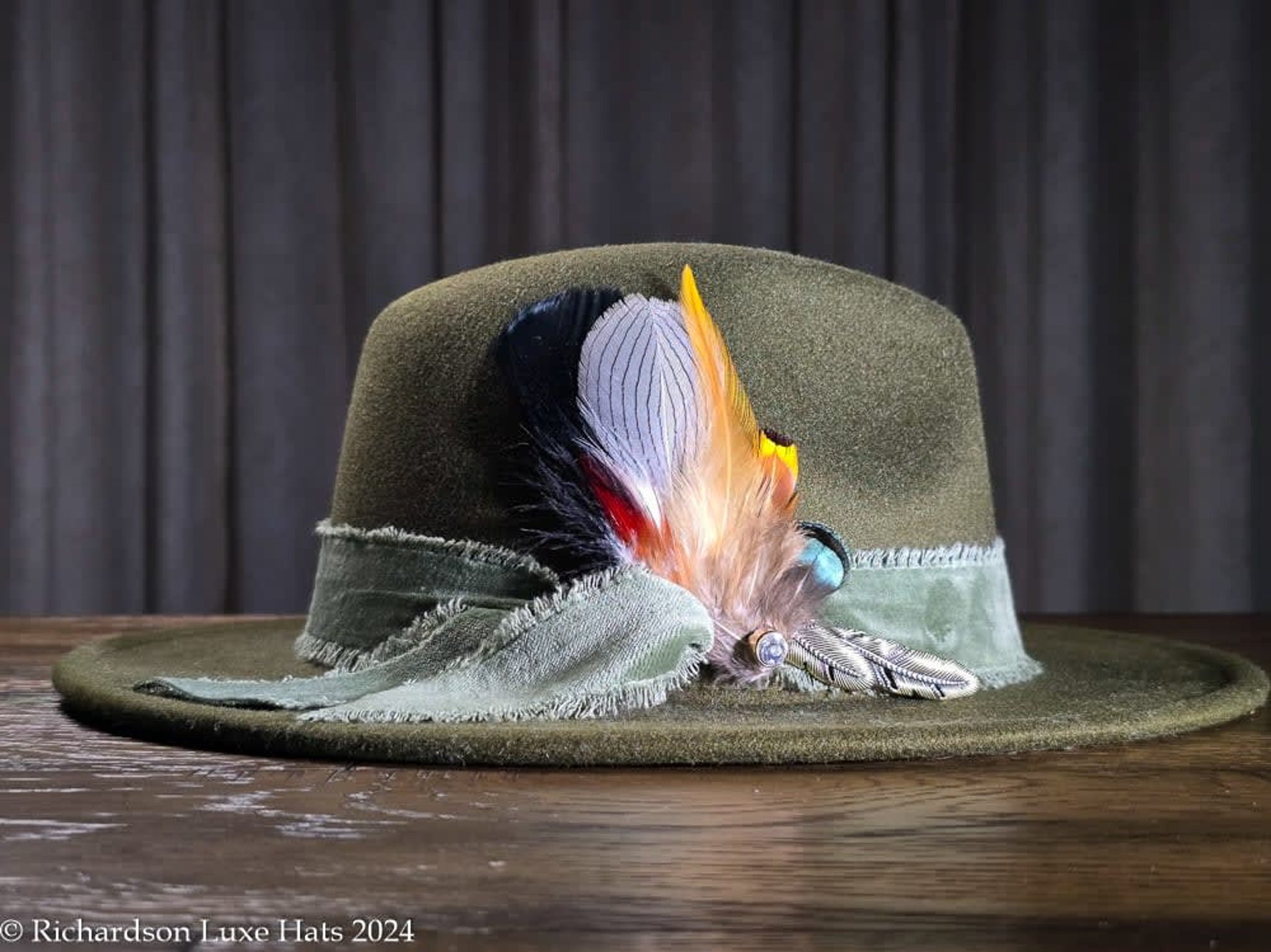 Olive & Sage Fedora - Styled Hats - Richardson Luxe Hat Pins  display picture 2