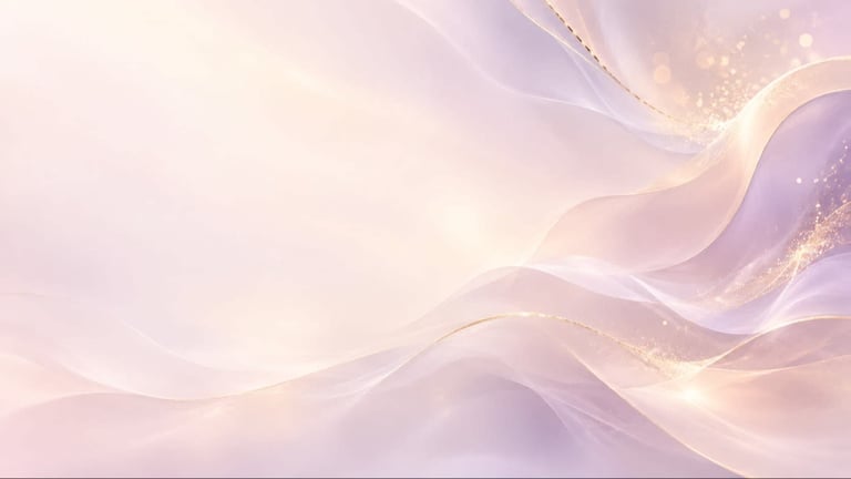 Soft flowing fabric with golden sparkles and pastel gradient background