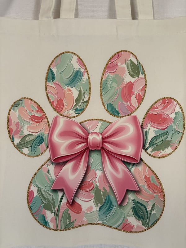 Pink Bow Puppy Paw