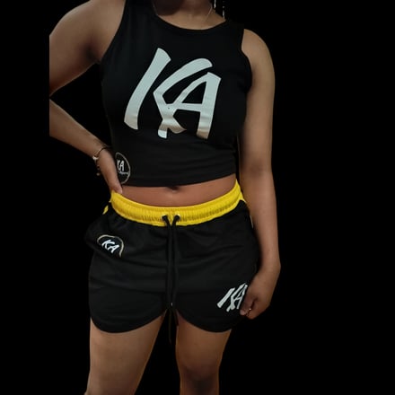 Women’s KA Black & Gold Cropped 2-Piece Set