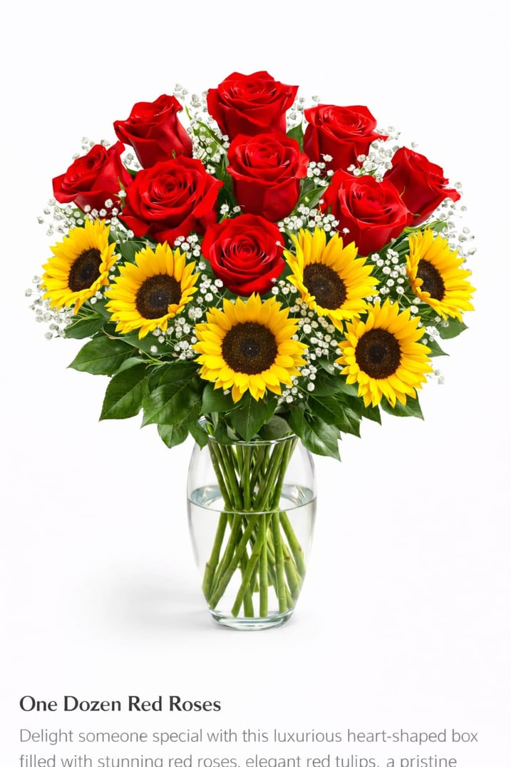 Fresh Roses & sunflowers